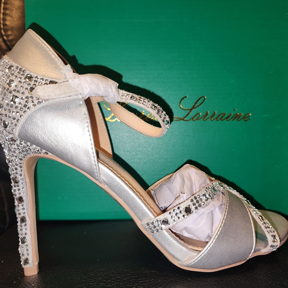 Lauren Lorraine Silver Sparkling Heels